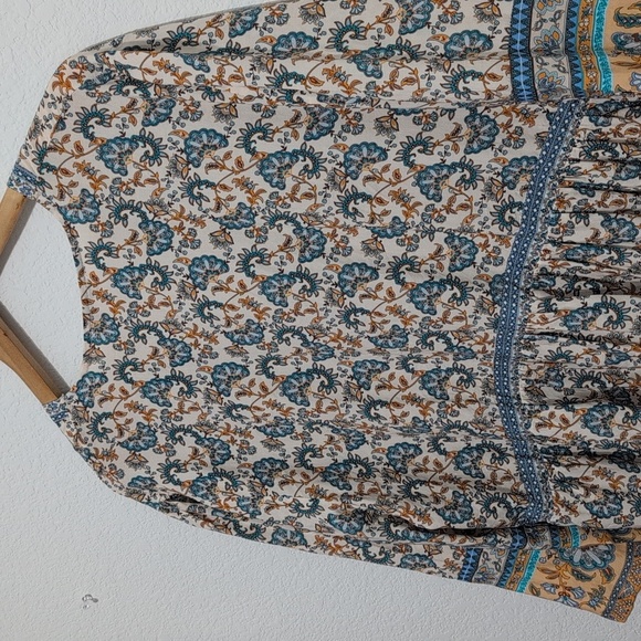 NorthStyle Floral Bohemian Tunic Dress Size 1X Blue And Gold - Picture 7 of 10